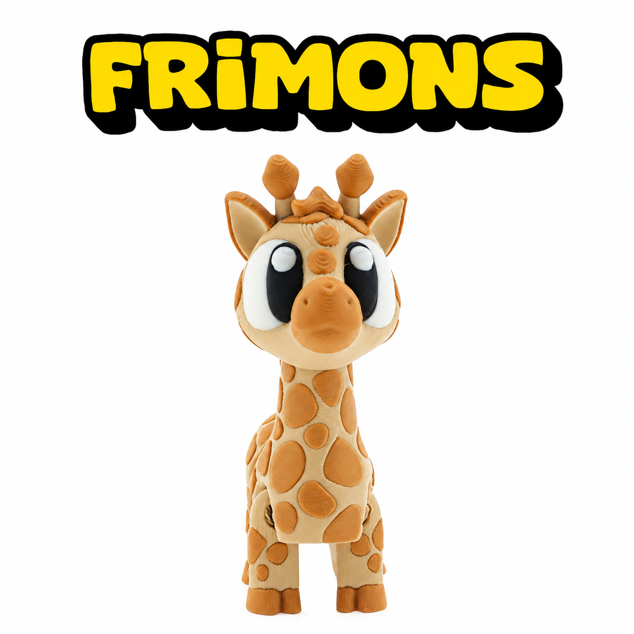 Oranje giraffiguur met bruine vlekken, vooraanzicht