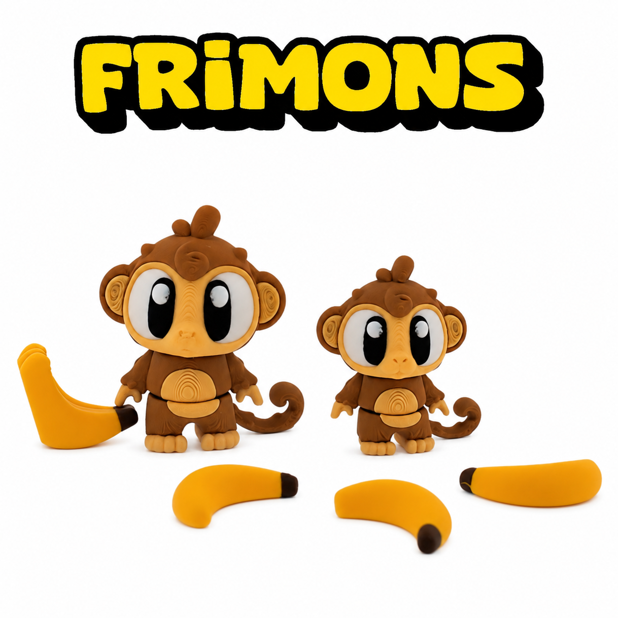 Ad en Annie Aap met gele bananen naast elkaar