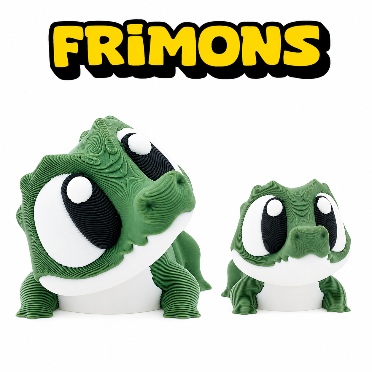 Koos en Klaasje, twee groene krokodilfiguren van voren