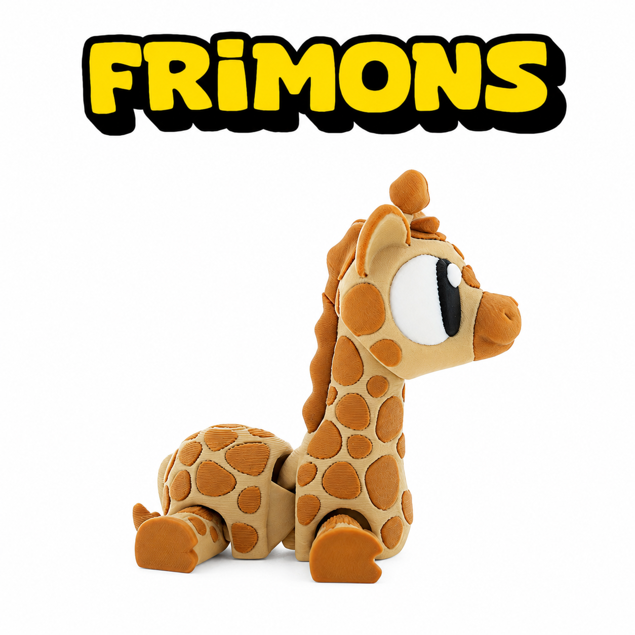 Zittend oranje giraffiguur van opzij