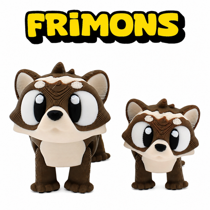 Frida en Freddie, twee bruin-witte fretfiguren van voren