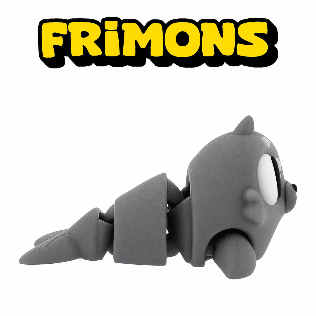 Grijs beweegbaar zeehondfiguur liggend van opzij