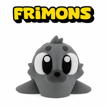 Grijs zeehondfiguur met grote ogen recht van voren