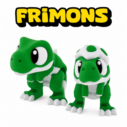 Tygo en Tino T-rex naast elkaar van voren en opzij