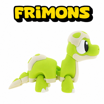 Groen-wit dinosaurusfiguur met lang lijf van opzij